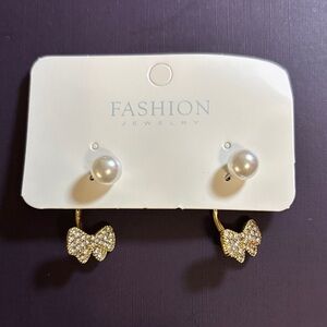 Elegant Gold and Silver Bow Earrings